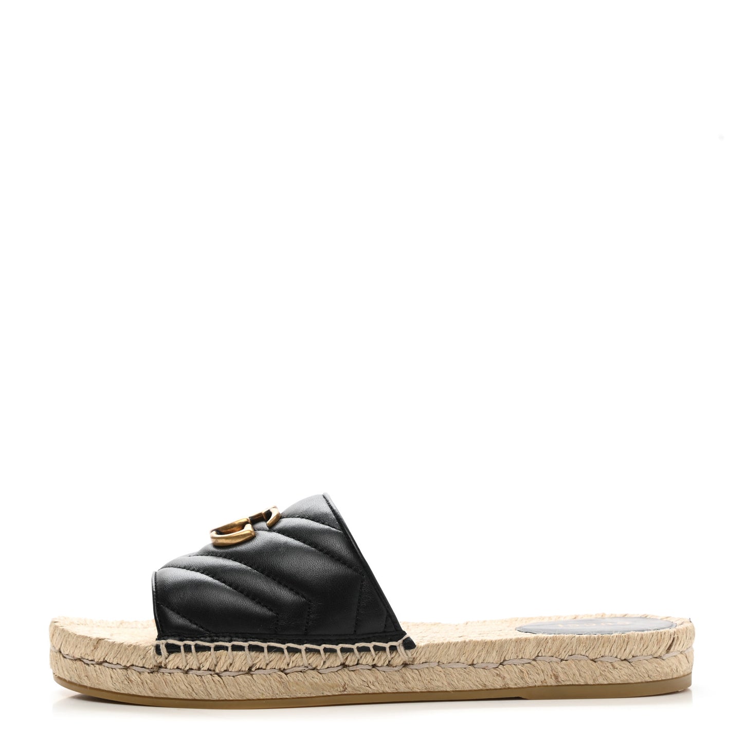 Nappa Matelasse GG Marmont Espadrille Slide Sandals 40.5 Black
