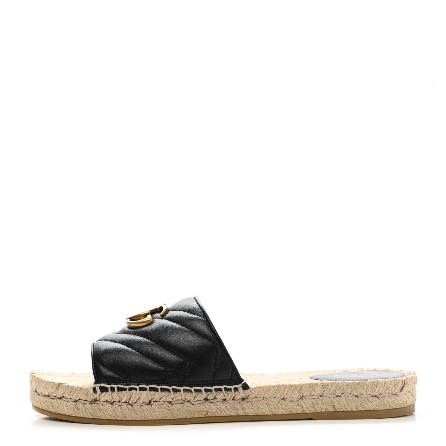 Gucci Nappa Matelasse GG Marmont Espadrille Slide Sandals 40.5 Black 1 of 10
