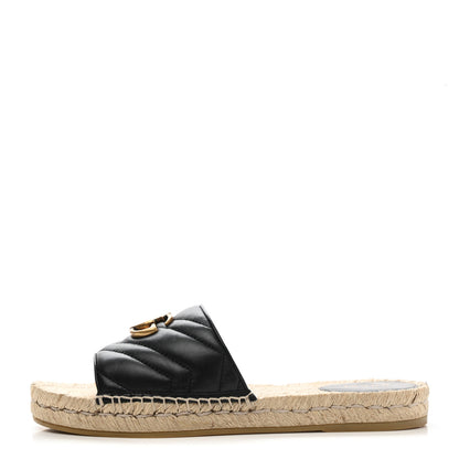 Gucci Nappa Matelasse GG Marmont Espadrille Slide Sandals 40.5 Black 1 of 10