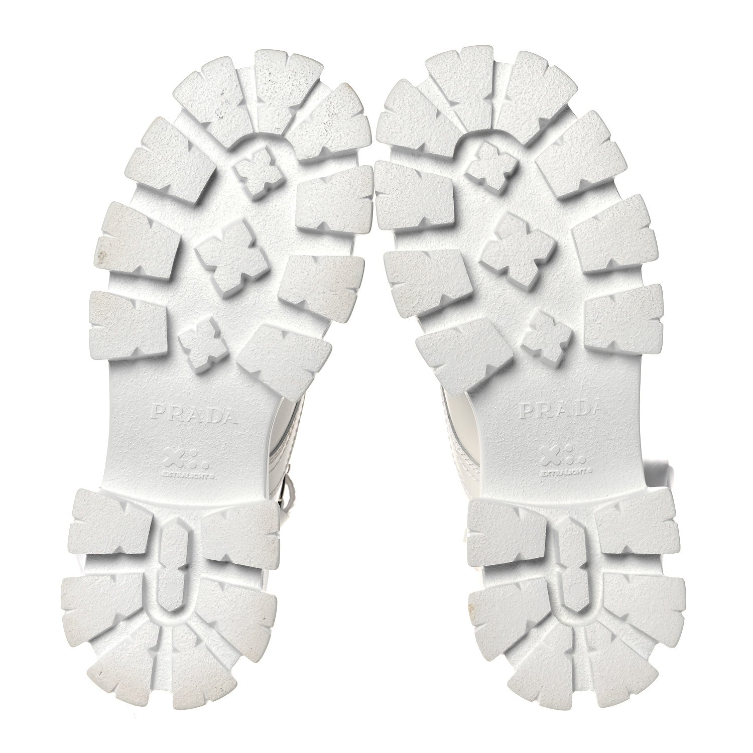Prada Spazzolato Rois Re-Nylon Metal Triangle Logo Mens Monolith Pouch Pocket 60mm Combat Boots 8 White 5 of 12