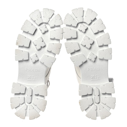 Prada Spazzolato Rois Re-Nylon Metal Triangle Logo Mens Monolith Pouch Pocket 60mm Combat Boots 8 White 5 of 12