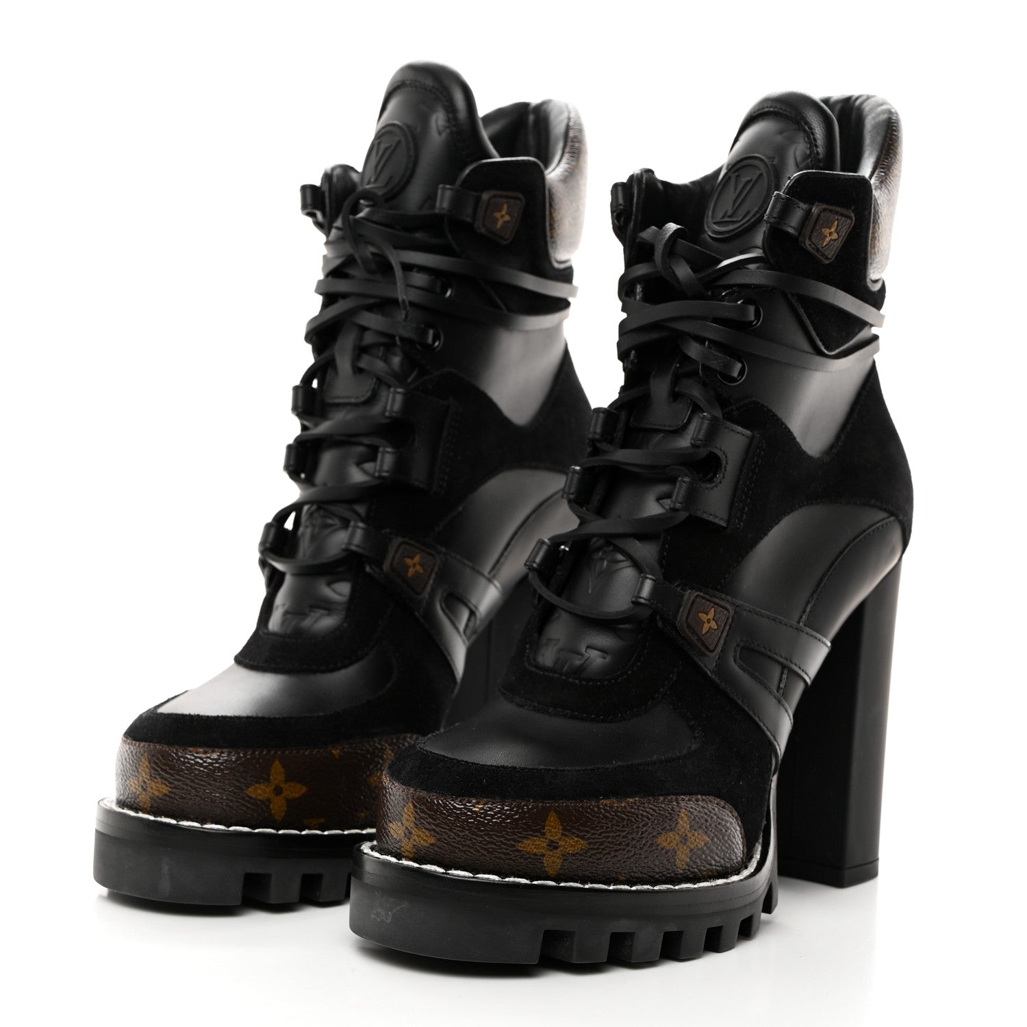 Louis Vuitton Suede Calfskin Monogram Star Trail Ankle Boots 36 Black 3 of 8