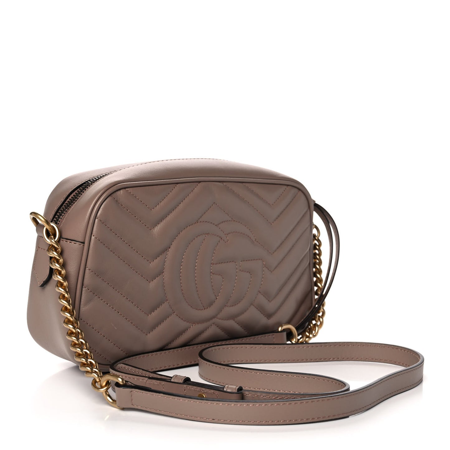 Calfskin Matelasse Small GG Marmont Chain Shoulder Bag Porcelain Rose