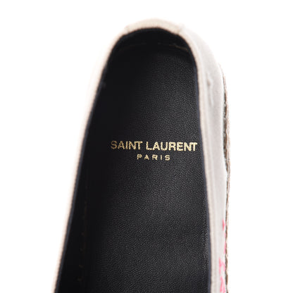 Saint Laurent Canvas Logo Embroidered Espadrilles 37 White 7 of 8