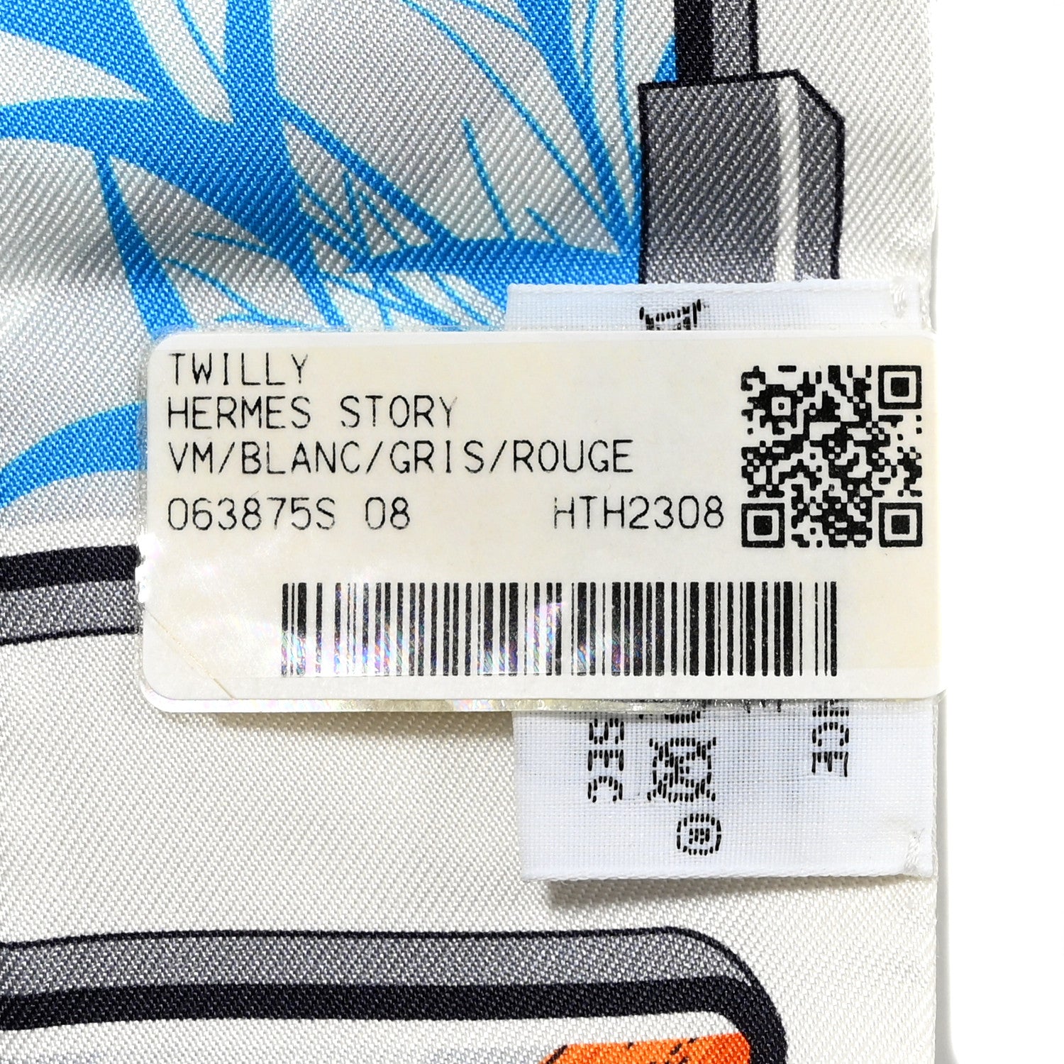 Hermes Silk Story Twilly White Gris Rouge 4 of 4