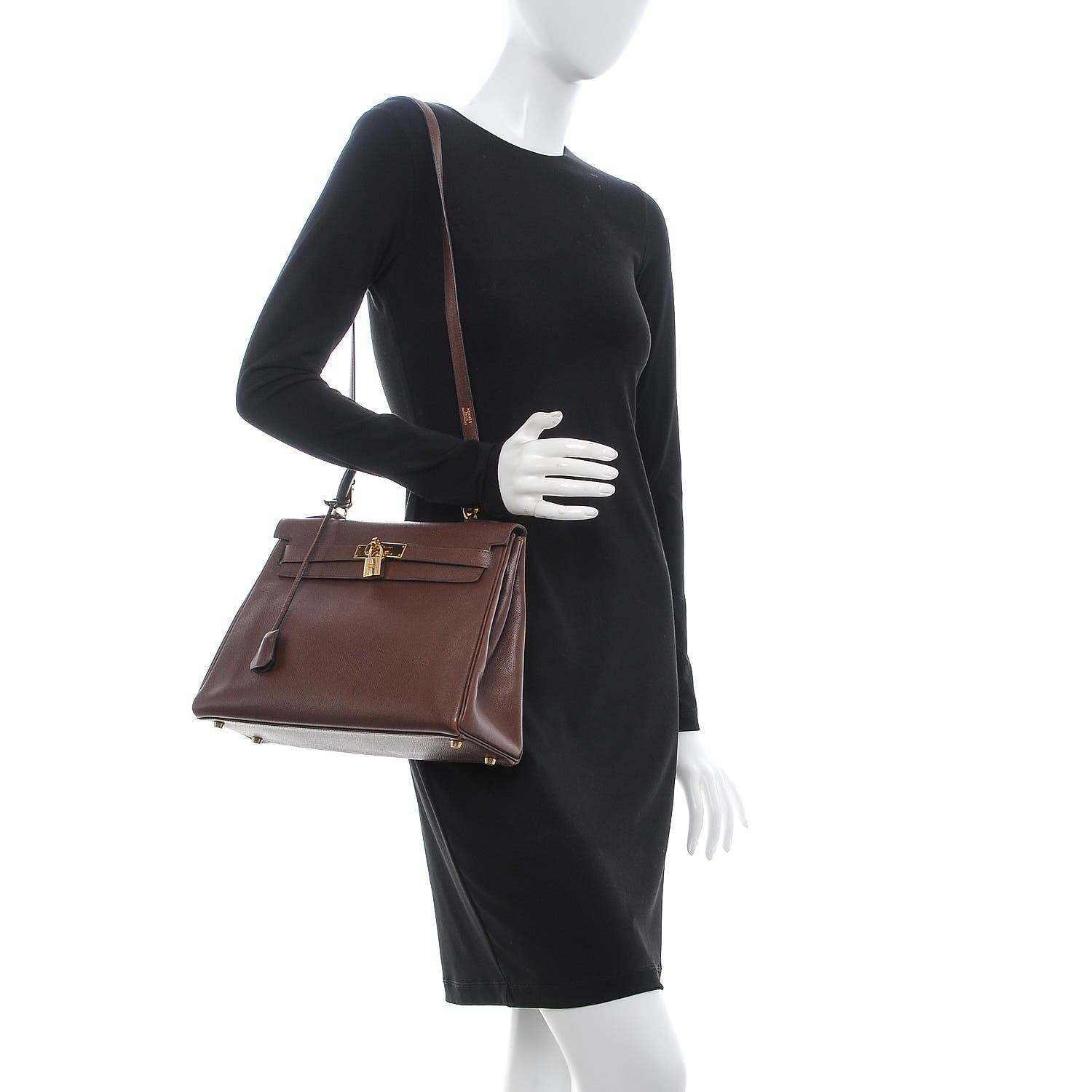 Hermes Courchevel Retourne Kelly 32 Chocolate 2 of 37