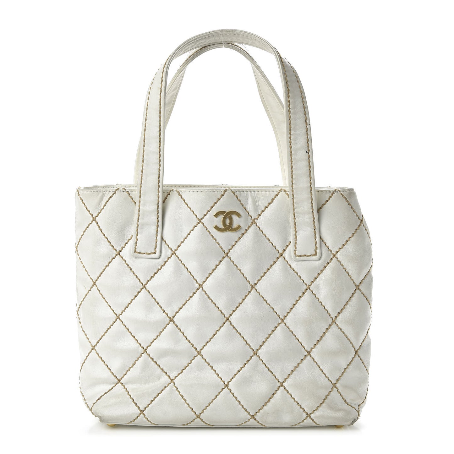 Calfskin Wild Stitch Tote White