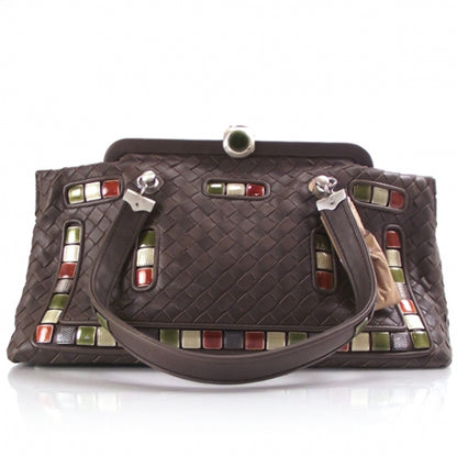 Bottega Veneta Leather Woven Enamel Tile Frame Bag 1 of 10