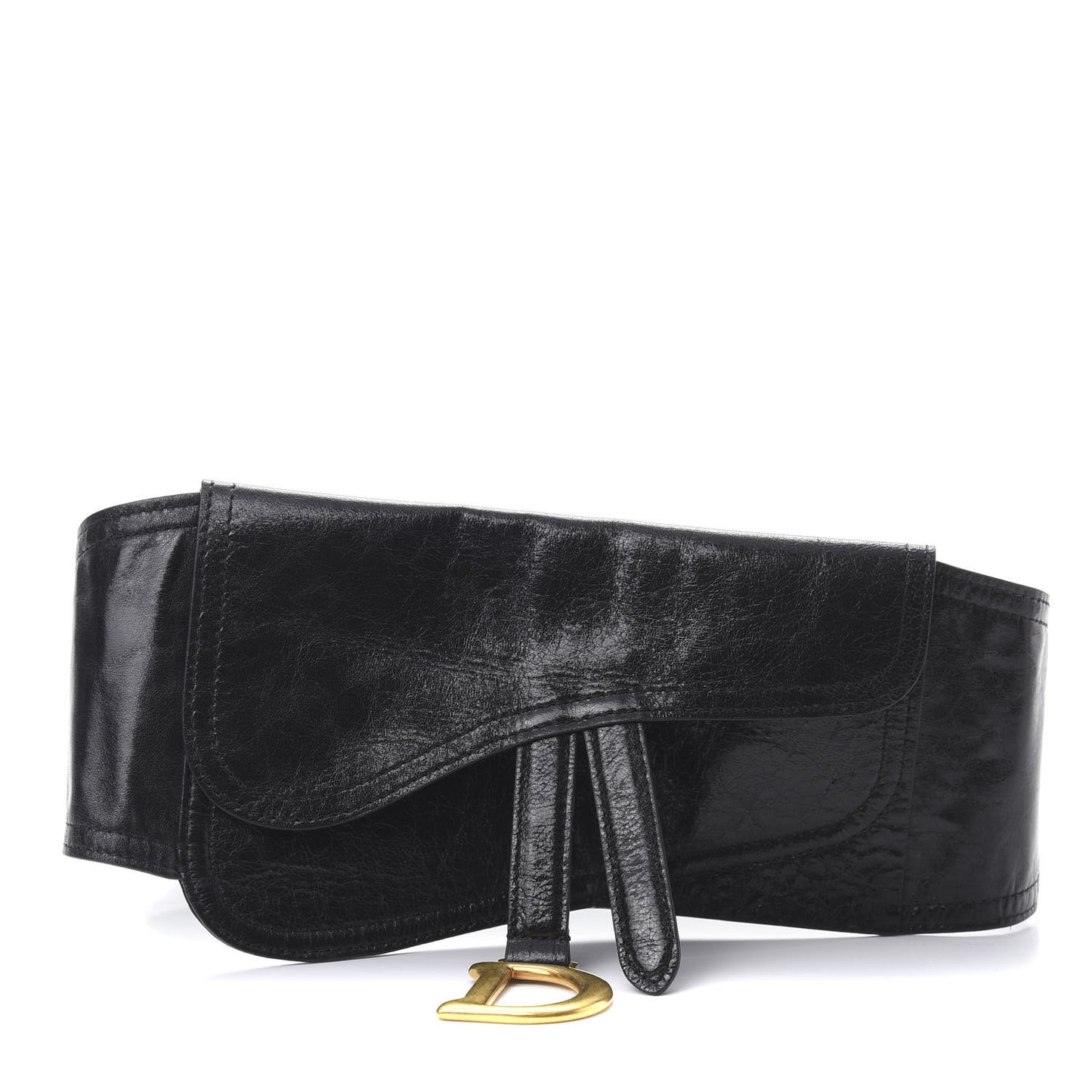 Crinkled Lambskin 135mm Saddle Belt Black