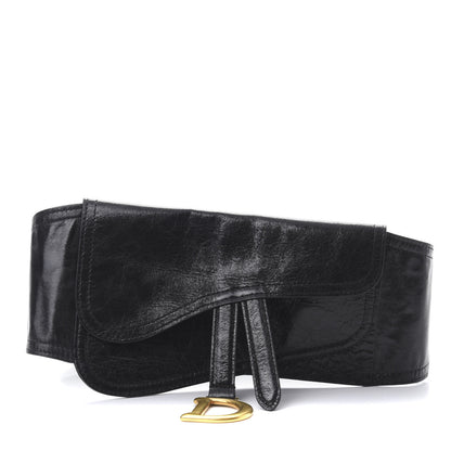 Christian Dior Crinkled Lambskin 135mm Saddle Belt Black 1 of 4