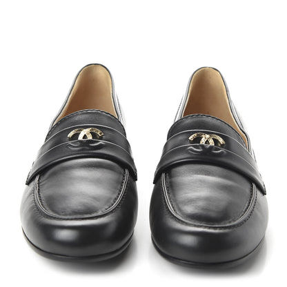 Chanel Lambskin CC Loafers 39.5 Black 2 of 9