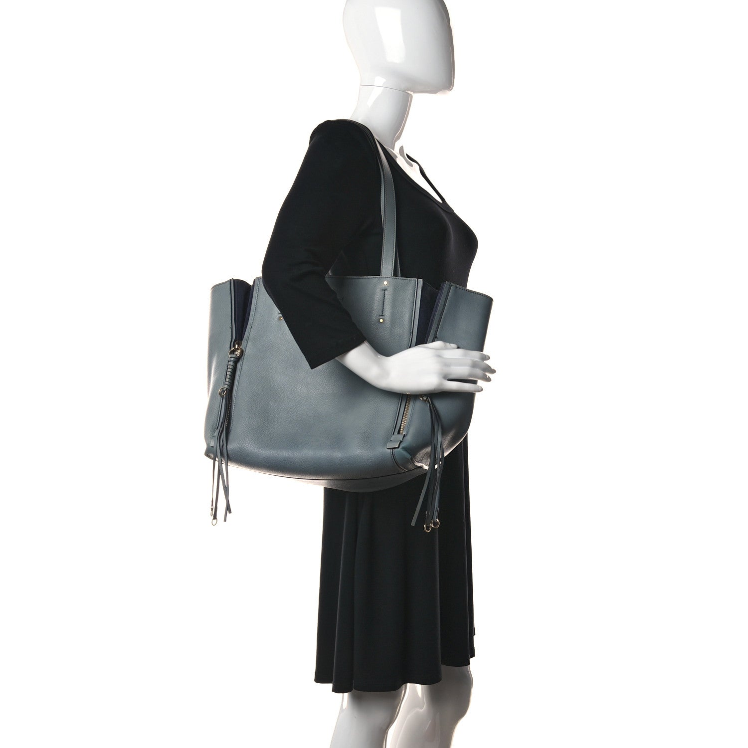 Chloe Smooth Calfskin Medium Milo Shopping Tote Cloudy Blue 2 of 11