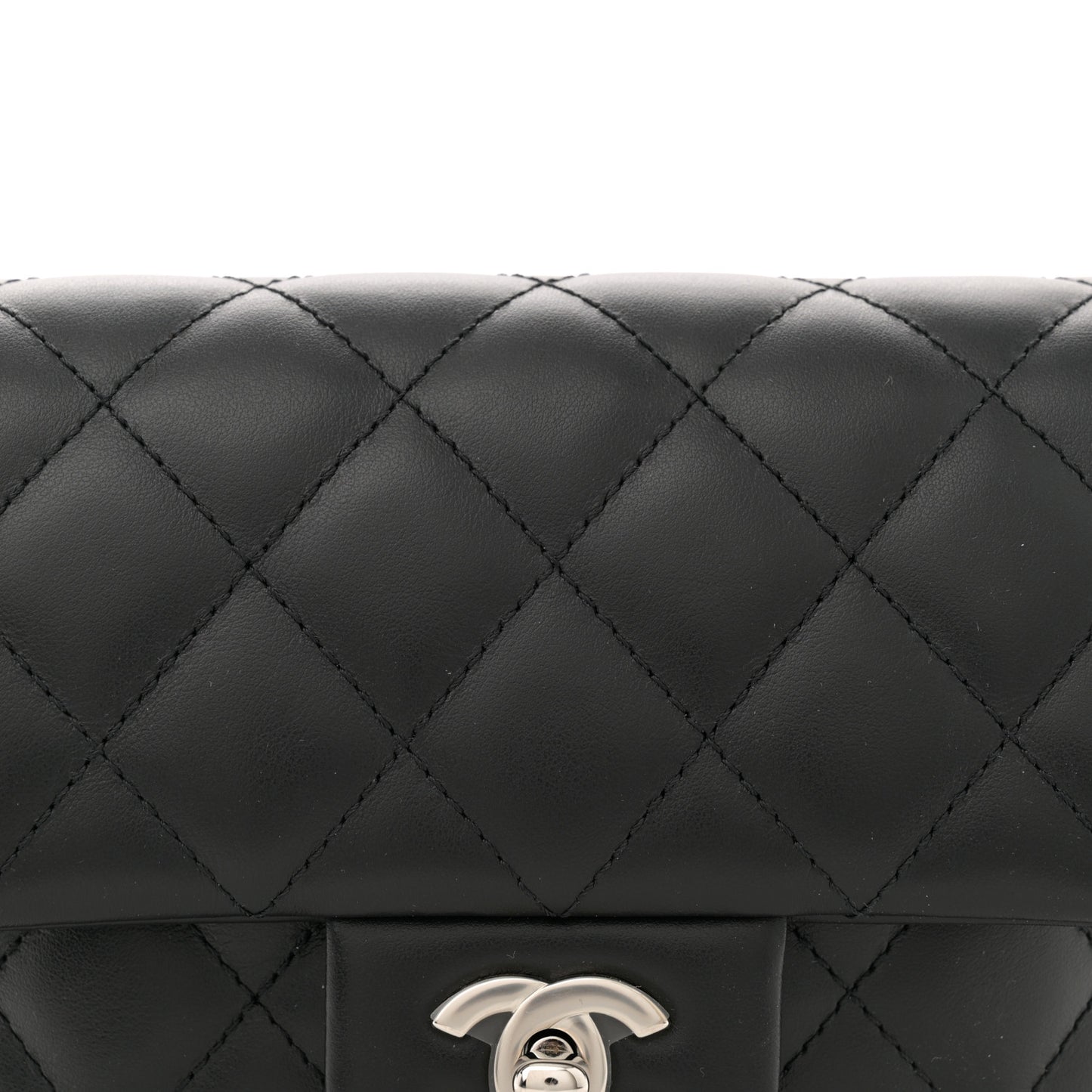 Calfskin Quilted CC Uniform Flap Belt Bag Black