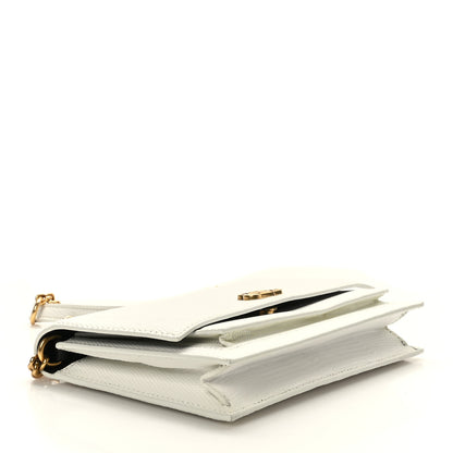 Balenciaga Patent Calfskin Lizard Embossed Sharp Crossbody Clutch White 4 of 9