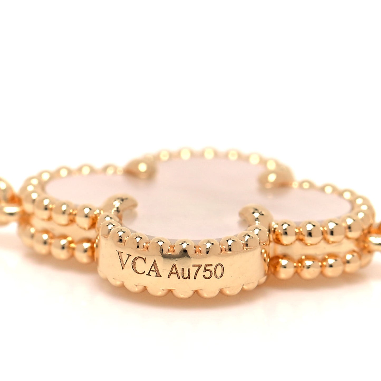 18K Yellow Gold Mother of Pearl 5 Motifs Vintage Alhambra Bracelet