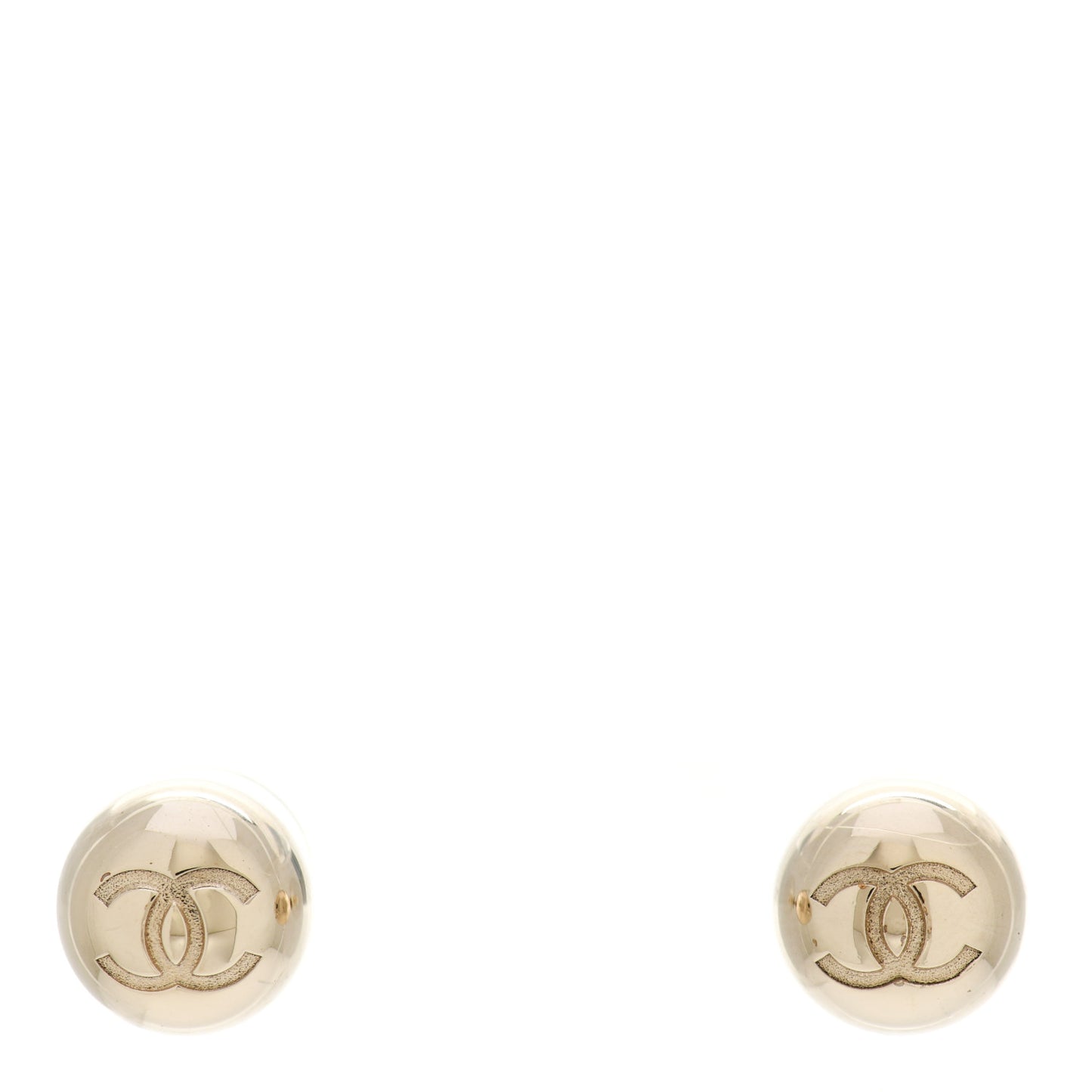 Metal Bead CC Stud Earrings Gold