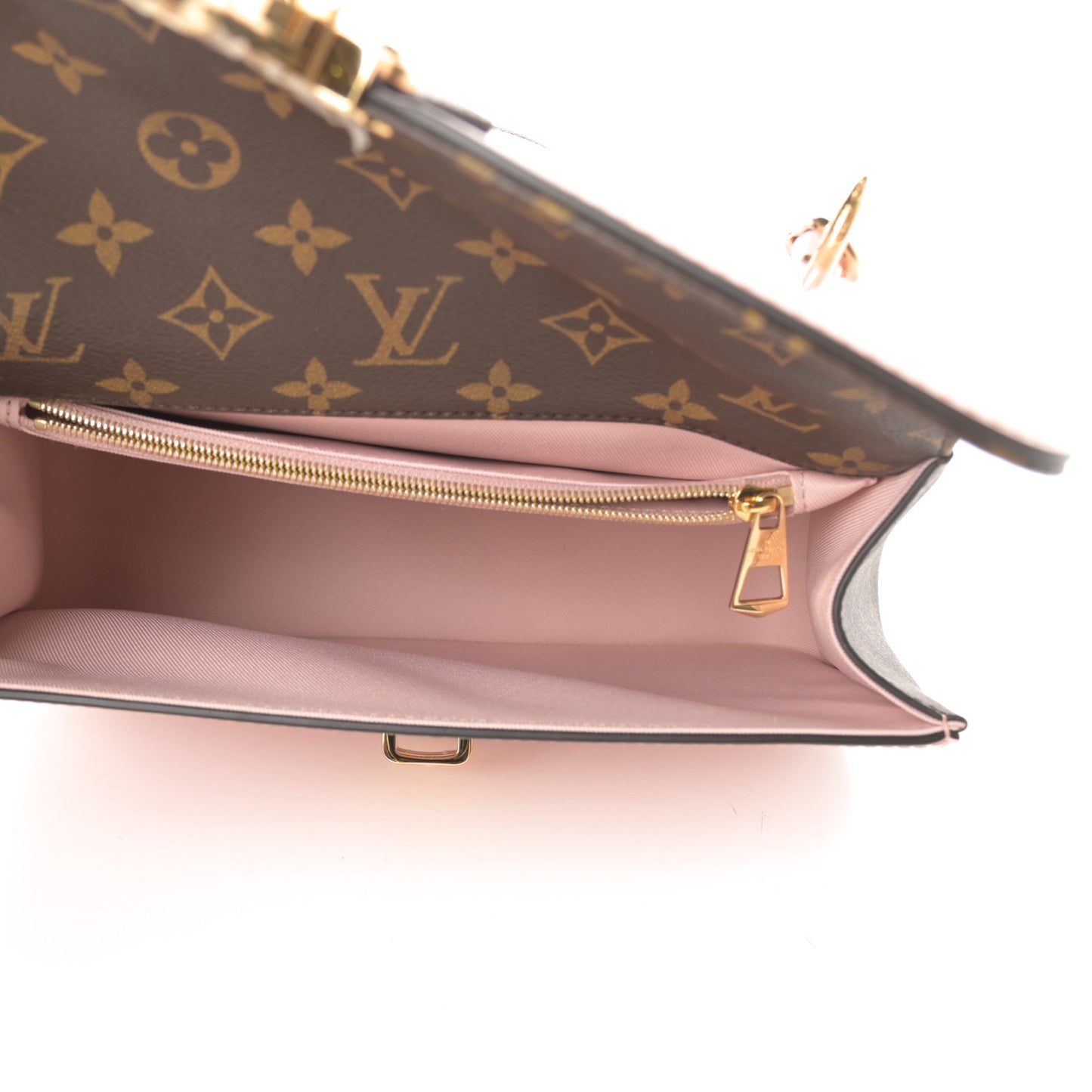Patent Calfskin Monogram Cherrywood PM Rose Ballerine