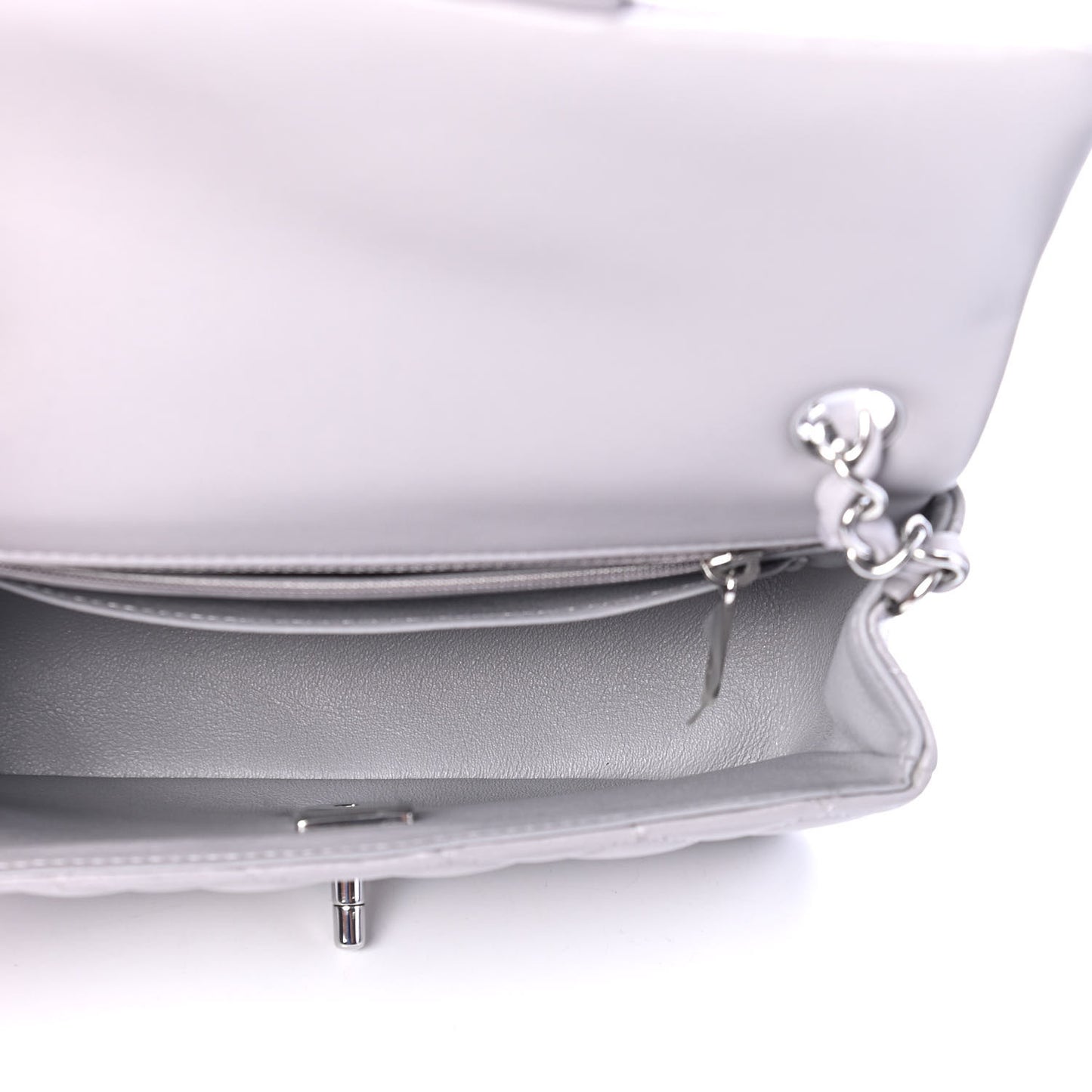 Lambskin Quilted Mini Rectangular Flap Grey