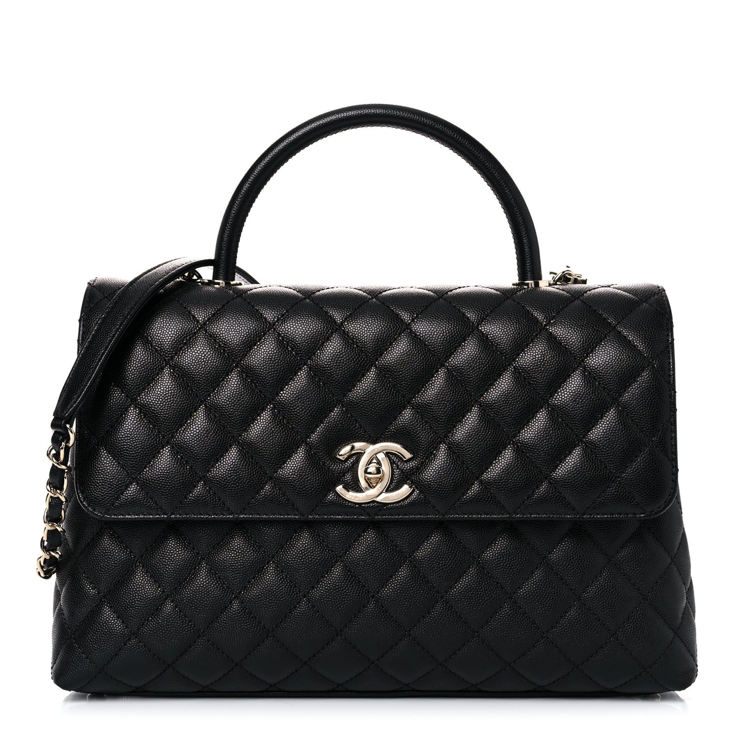 Caviar Quilted Medium Coco Handle Flap Black