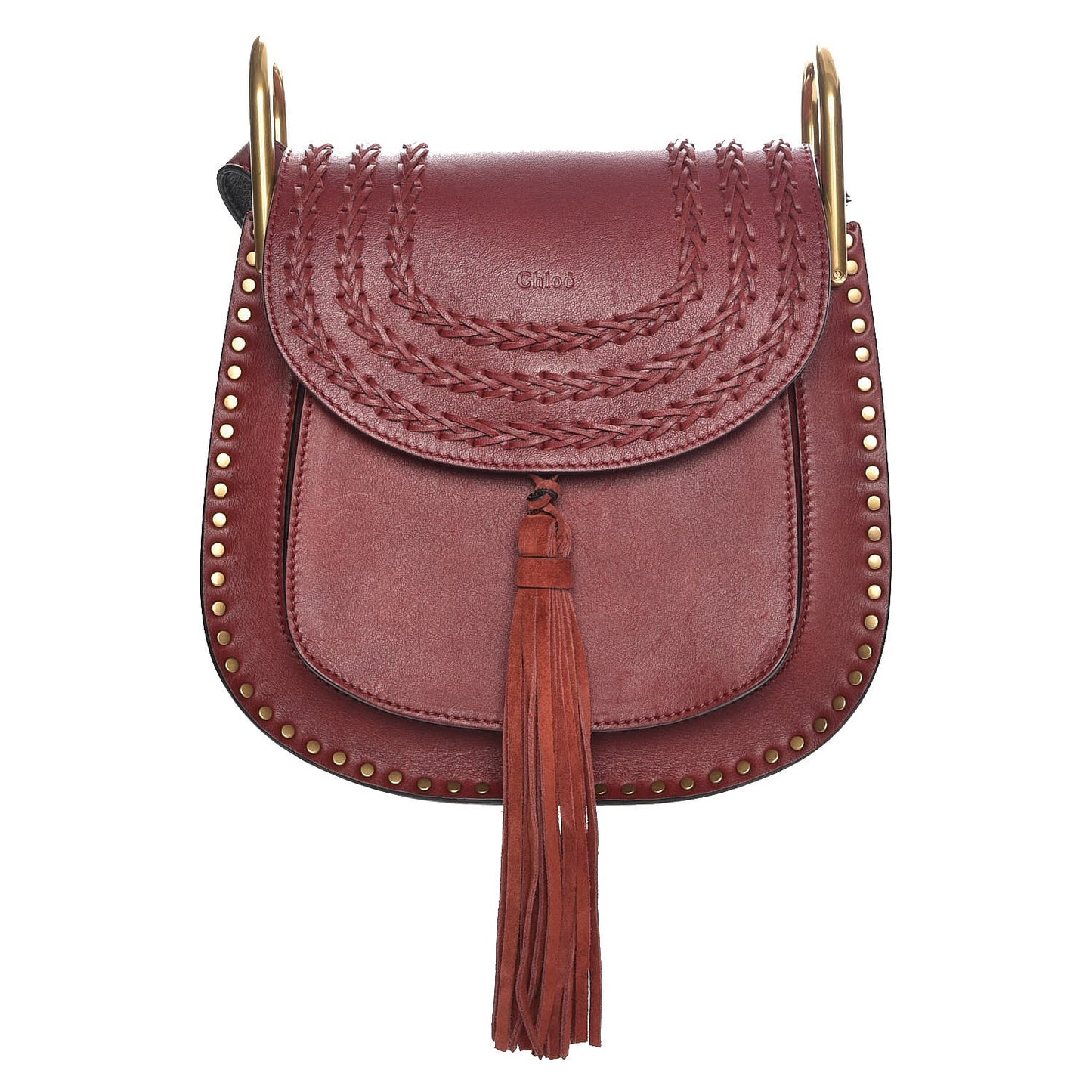 Calfskin Braided Small Hudson Shoulder Bag Sienna Red