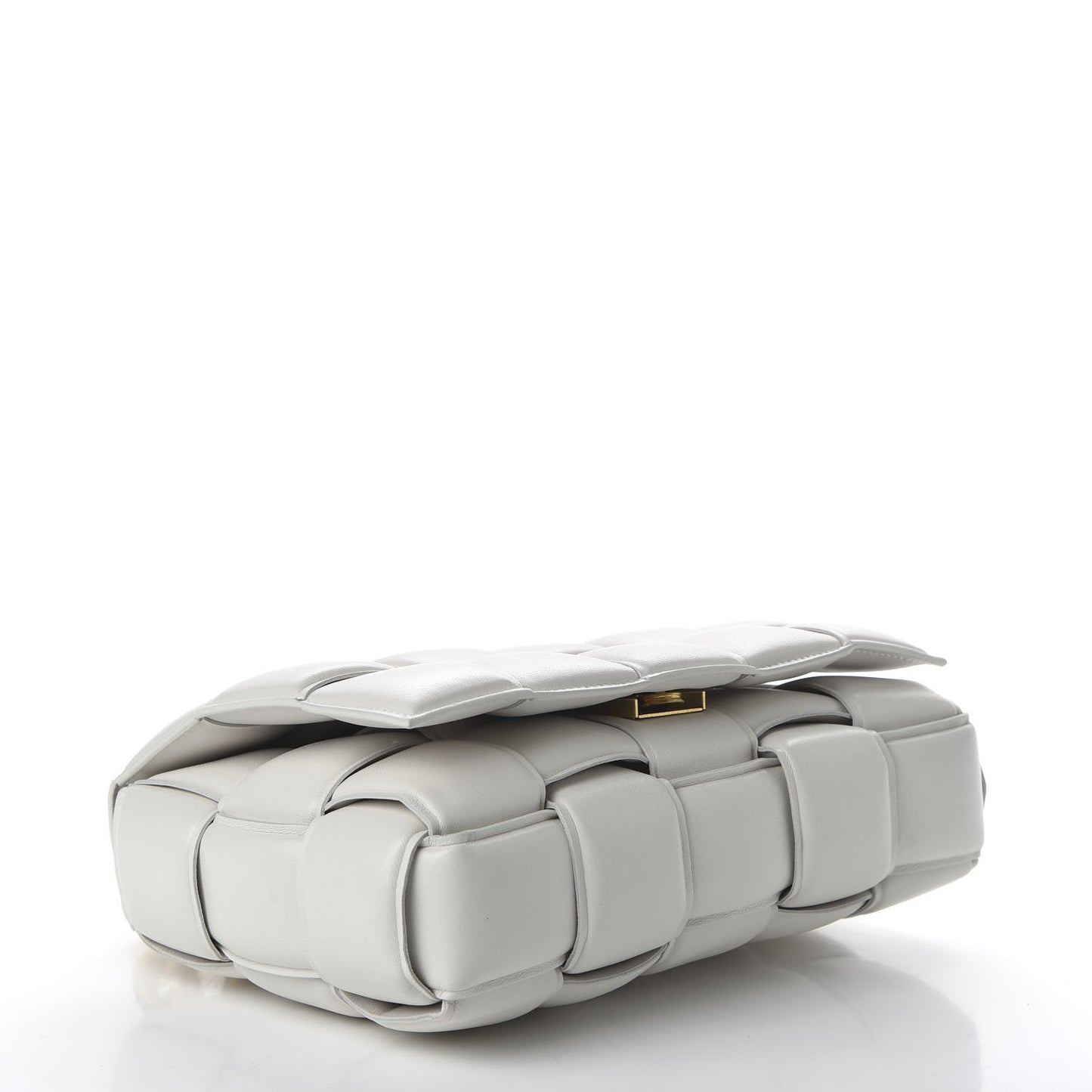 Lambskin Maxi Intreccio Padded Chain Cassette Crossbody Bag White