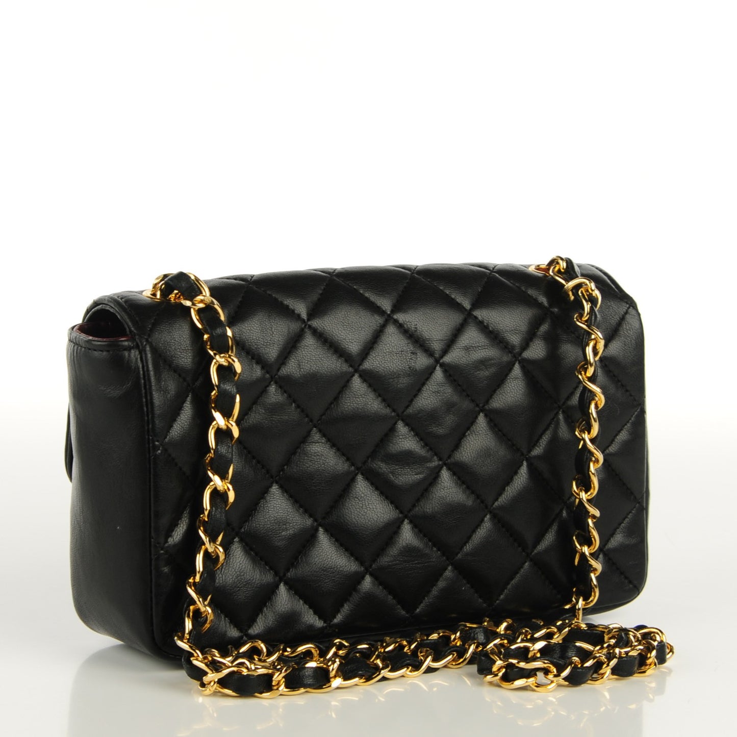 Lambskin Quilted Mini Rectangular Flap Black