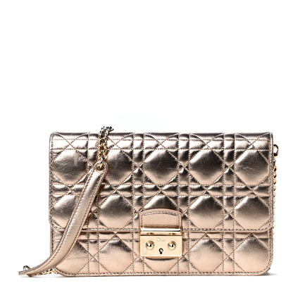 Christian Dior Metallic Lambskin Cannage Miss Dior Promenade Pouch Gold 1 of 4