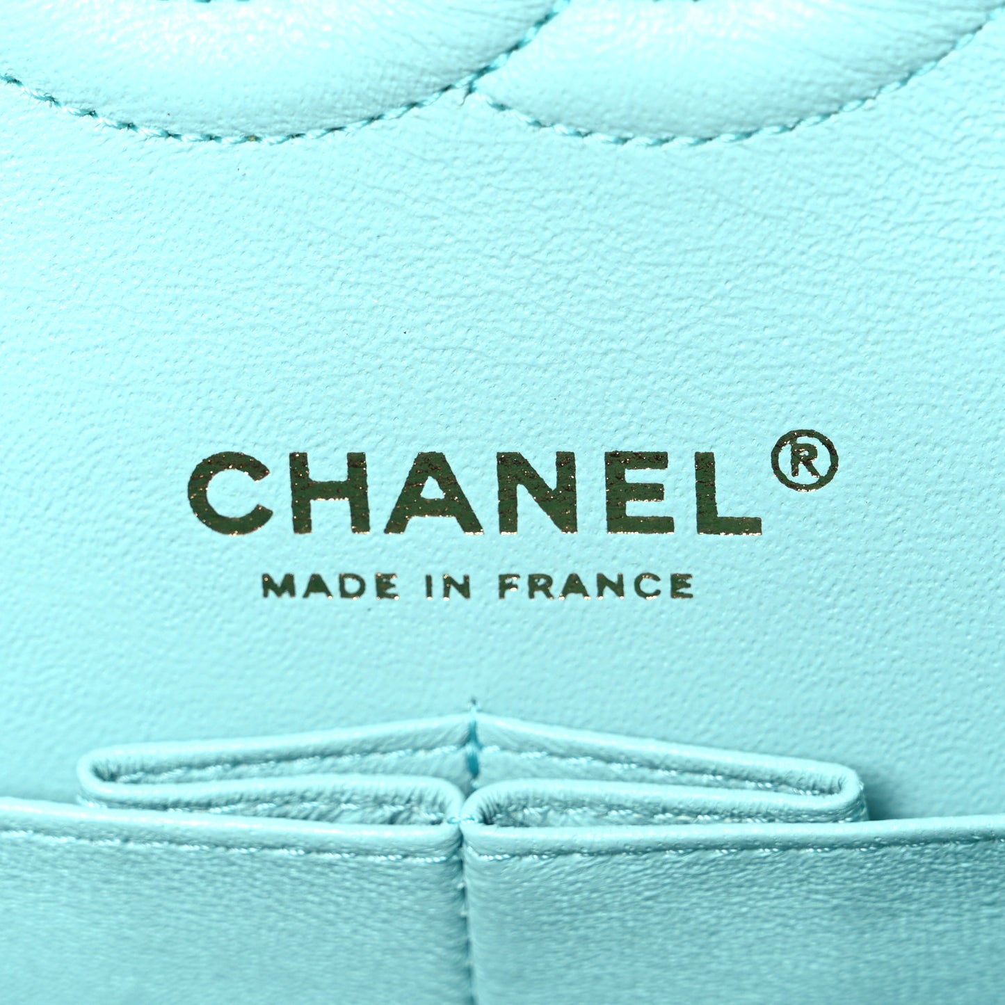 Caviar Quilted Medium Double Flap Light Blue
