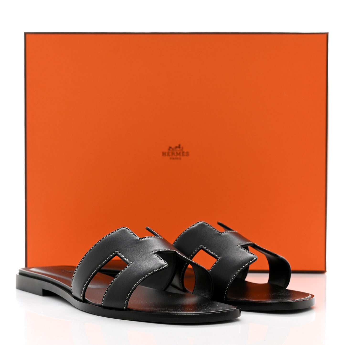 Box Calfskin Oran Sandals 37.5 Black