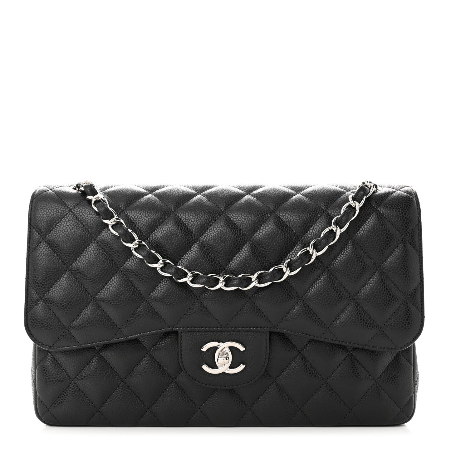 Caviar Quilted Jumbo Double Flap Black