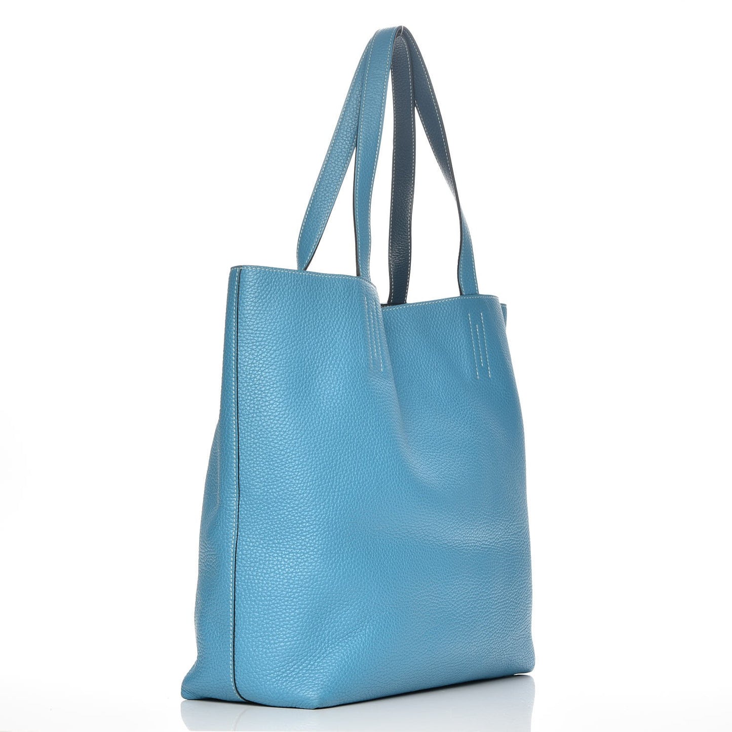 Taurillon Clemence Double Sens 36 Reversible Tote Turquoise Mallard