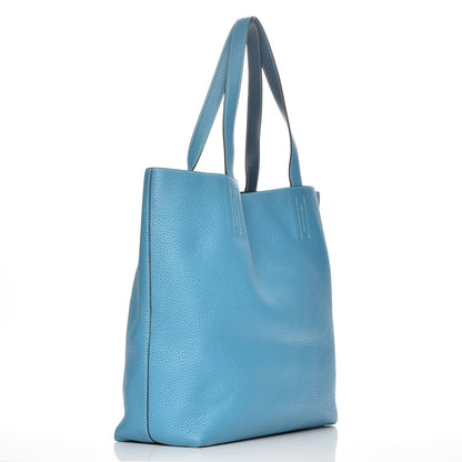 Hermes Taurillon Clemence Double Sens 36 Reversible Tote Turquoise Mallard 3 of 13