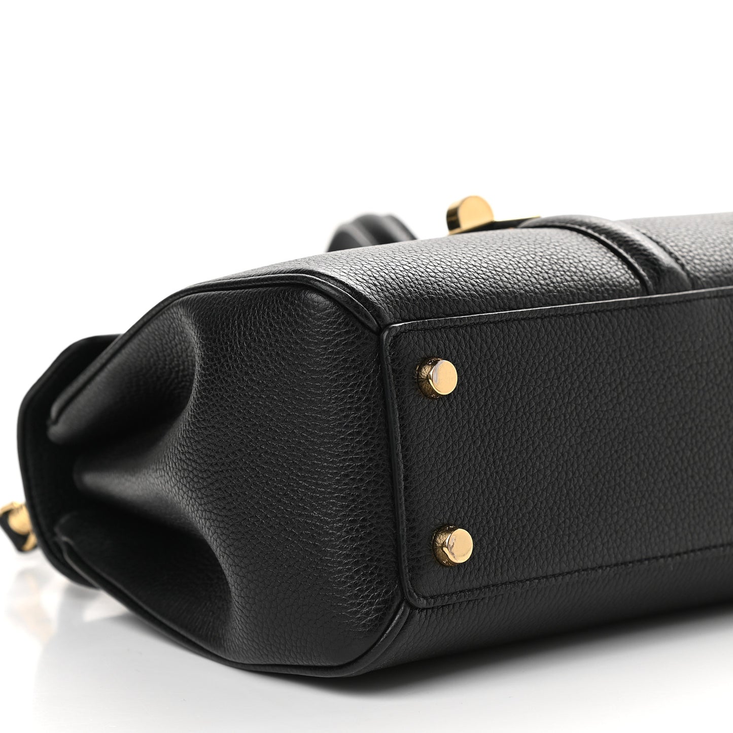Grained Calfskin Small 16 Top Handle Bag Black