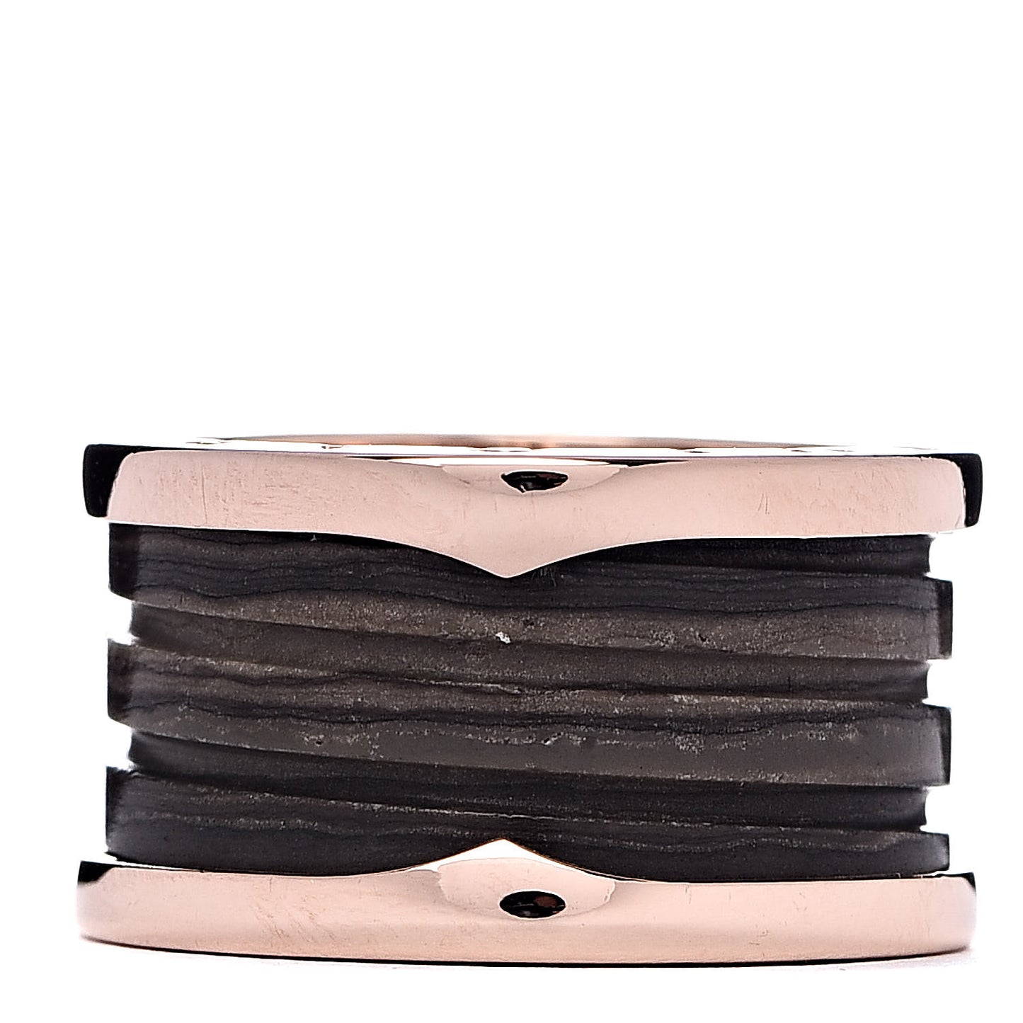 18K Rose Gold Brown Marble B.Zero1 4 Band Ring 52 6