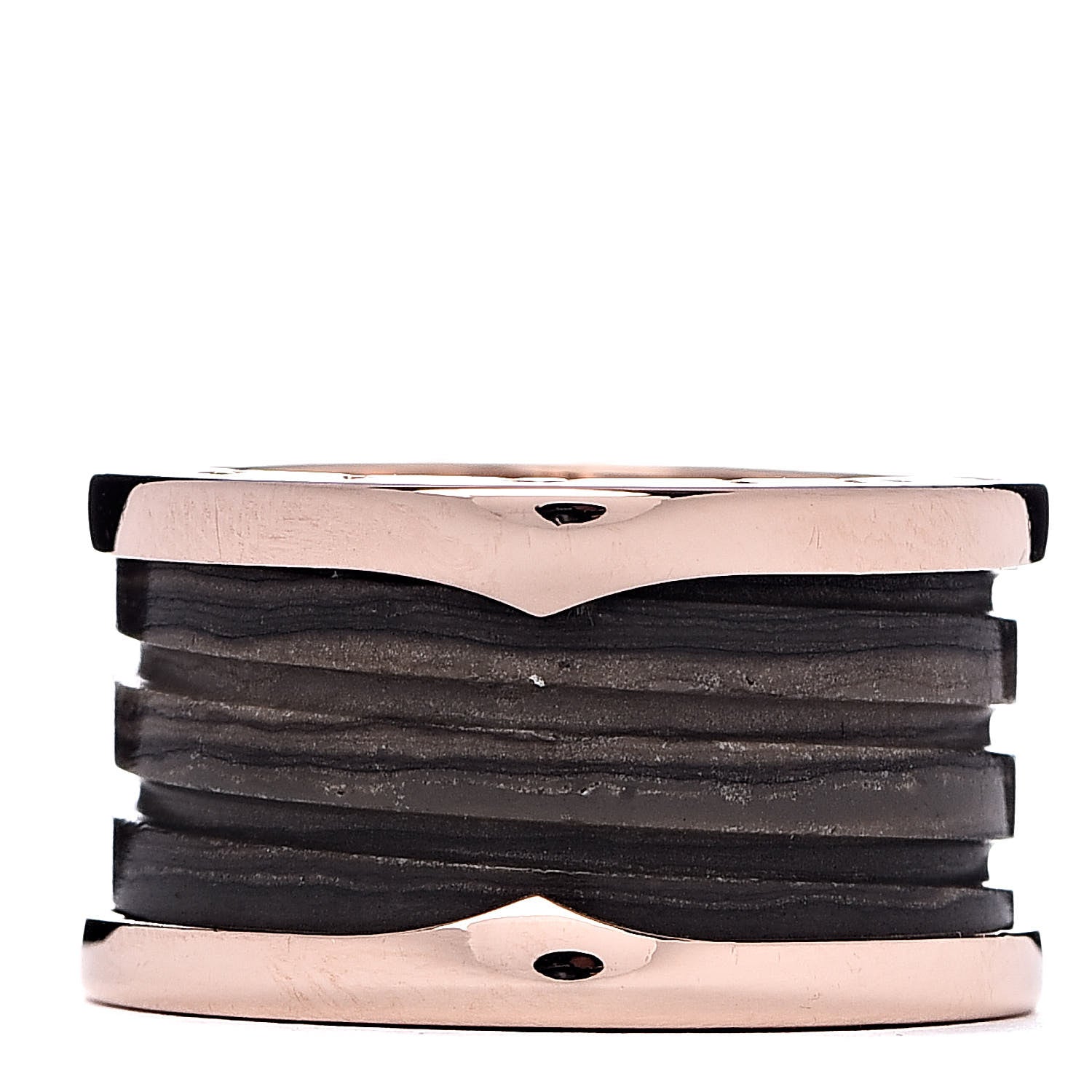 Bulgari 18K Rose Gold Brown Marble B.Zero1 4 Band Ring 52 6 3 of 6