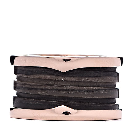 Bulgari 18K Rose Gold Brown Marble B.Zero1 4 Band Ring 52 6 3 of 6