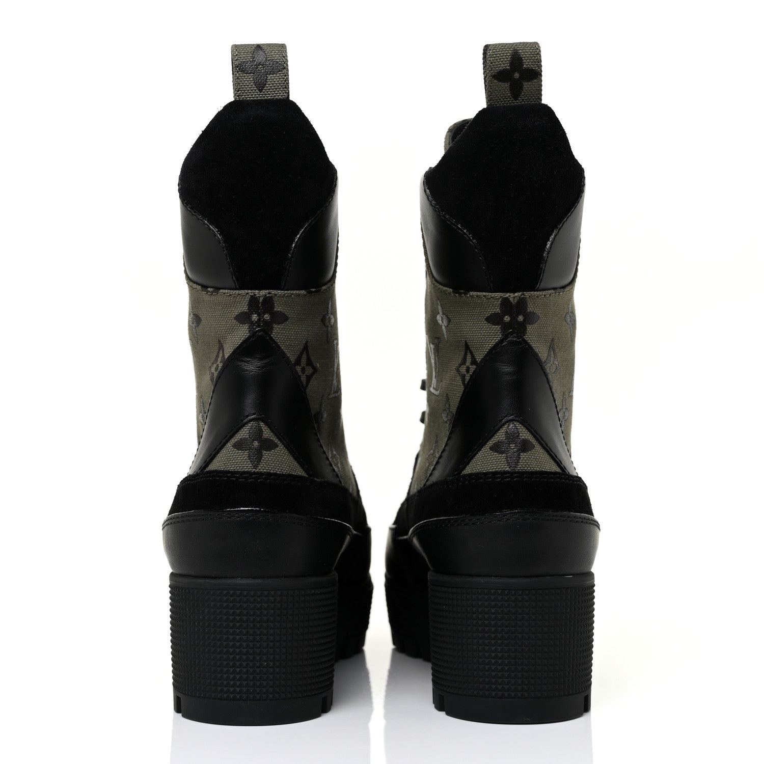 Louis Vuitton Suede Monogram Laureate Platform Desert Boots 37 Kaki Black 5 of 10