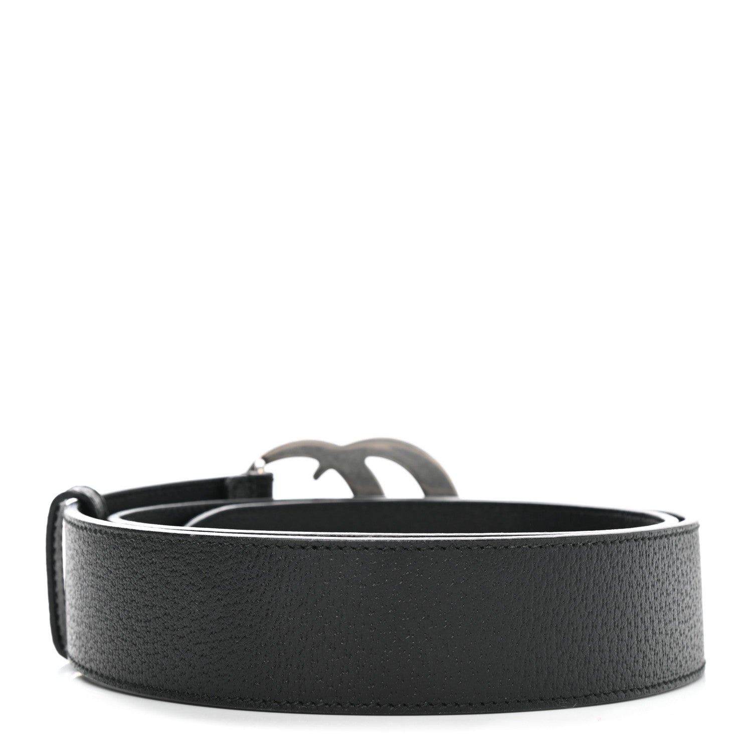 Gucci Textured Dollar Calfskin Nickel Double G 40mm Belt 90 36 Black 2 of 6