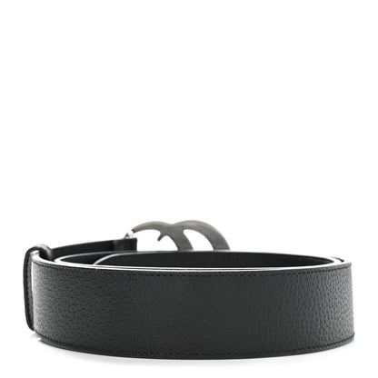 Gucci Textured Dollar Calfskin Nickel Double G 40mm Belt 90 36 Black 2 of 6