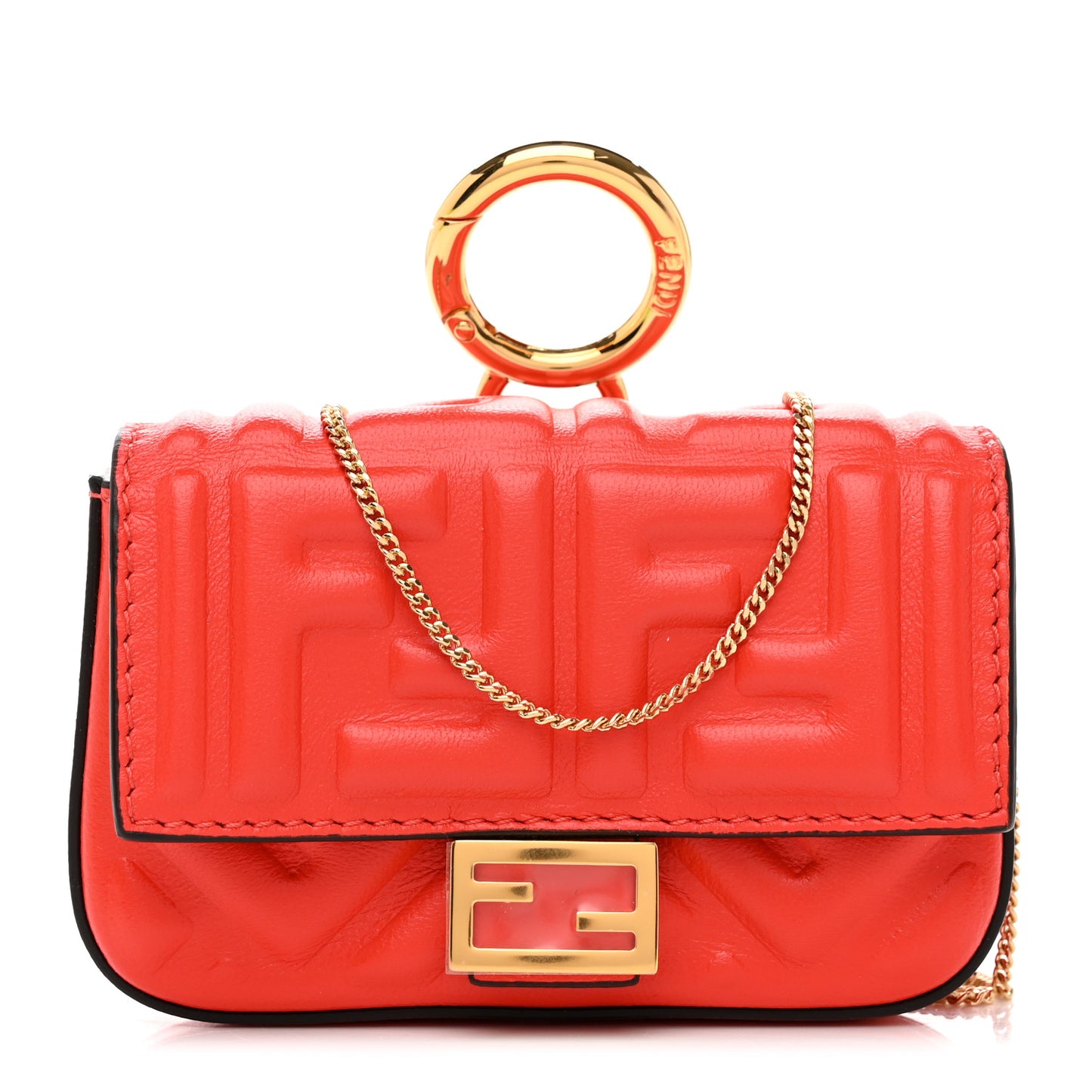 Nappa Matisse FF Embossed Nano Baguette Charm Tulipano
