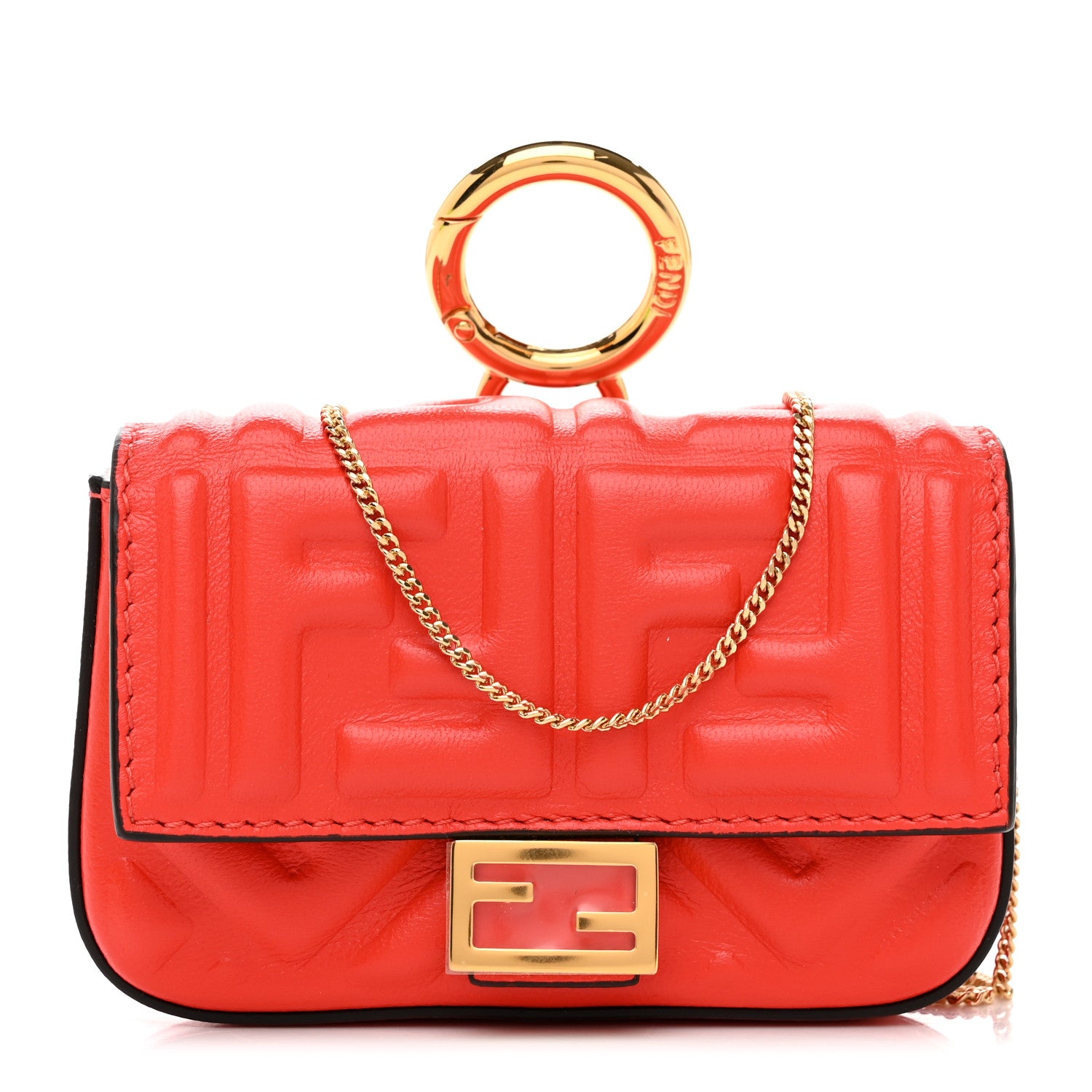 Fendi Nappa Matisse FF Embossed Nano Baguette Charm Tulipano 1 of 8