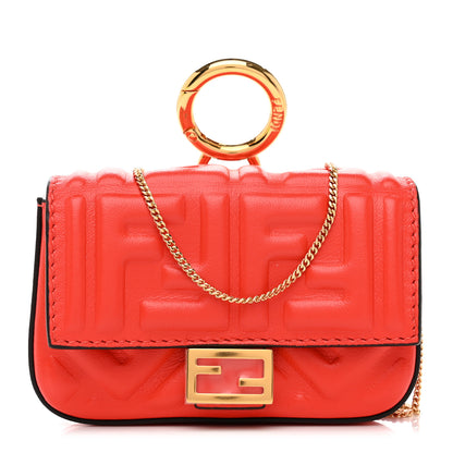 Fendi Nappa Matisse FF Embossed Nano Baguette Charm Tulipano 1 of 8