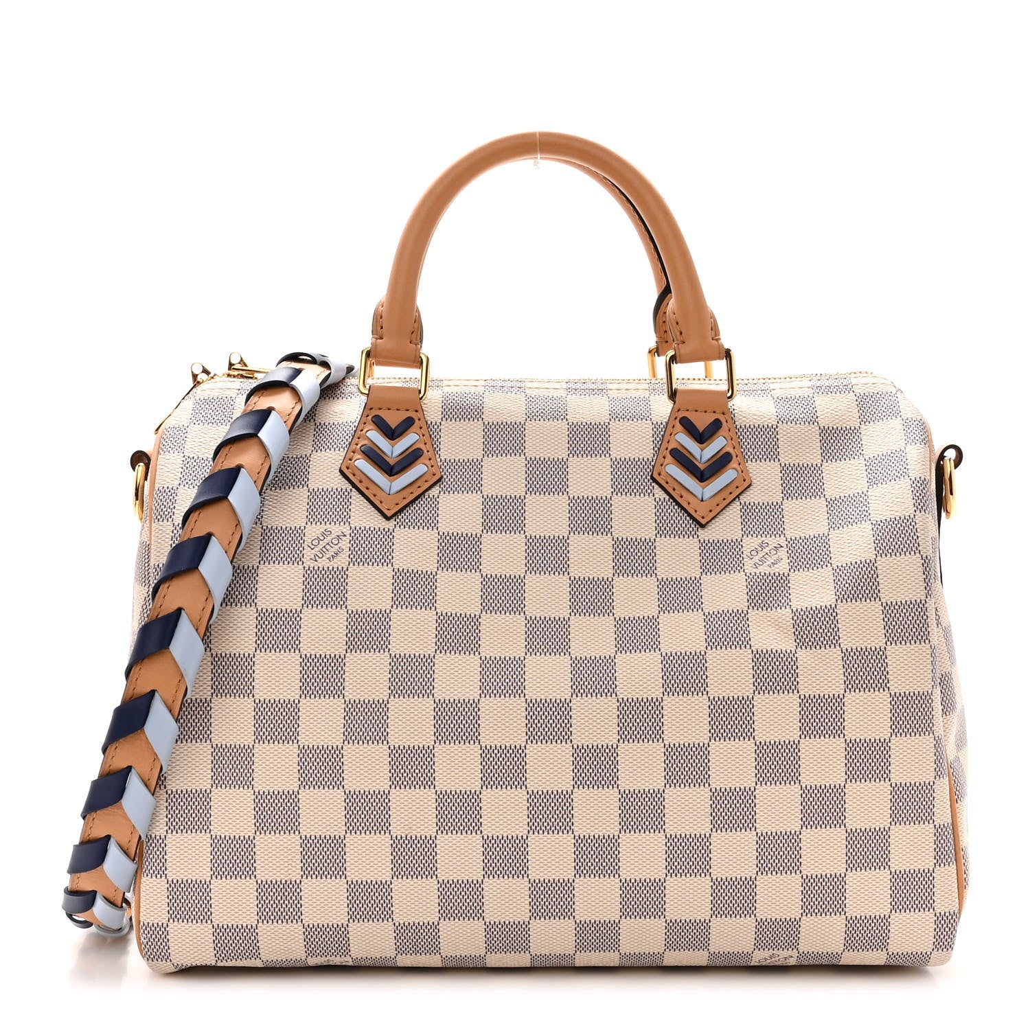 Louis Vuitton Damier Azur Braided Speedy Bandouliere 30 Blue 1 of 9