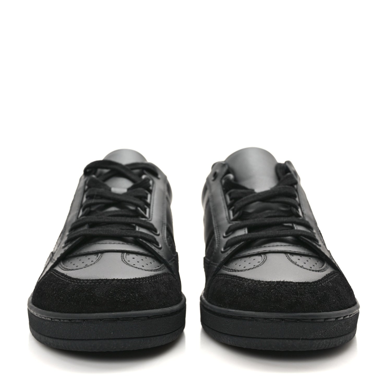 Calfskin Suede Logo Sneakers 36 Black