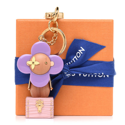 Louis Vuitton Resin Wood Vivienne Trunk Bag Charm Key Holder Pink 5 of 5