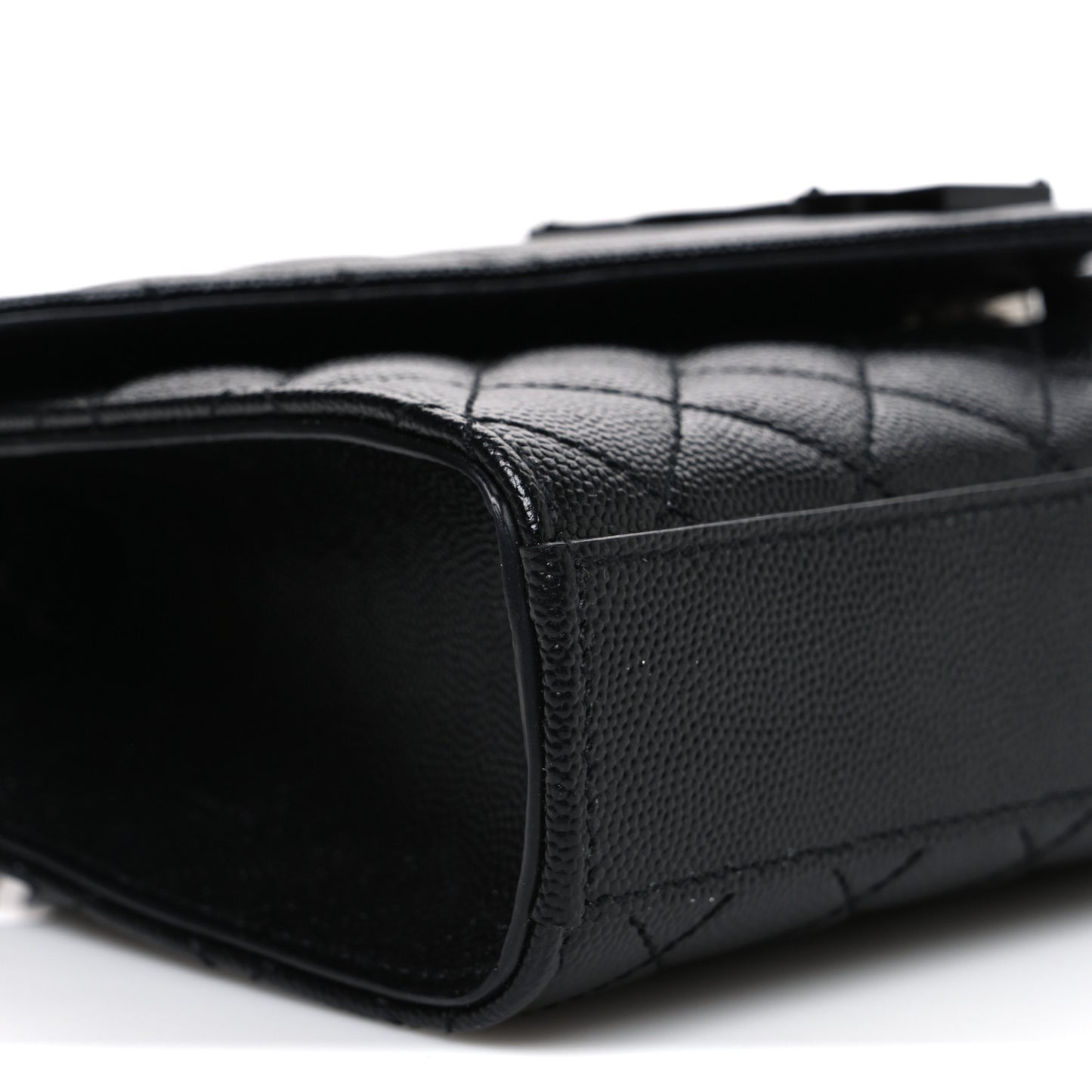 Grain De Poudre Textured Mixed Matelasse Triquilt Small Monogram Monochrome Satchel Black
