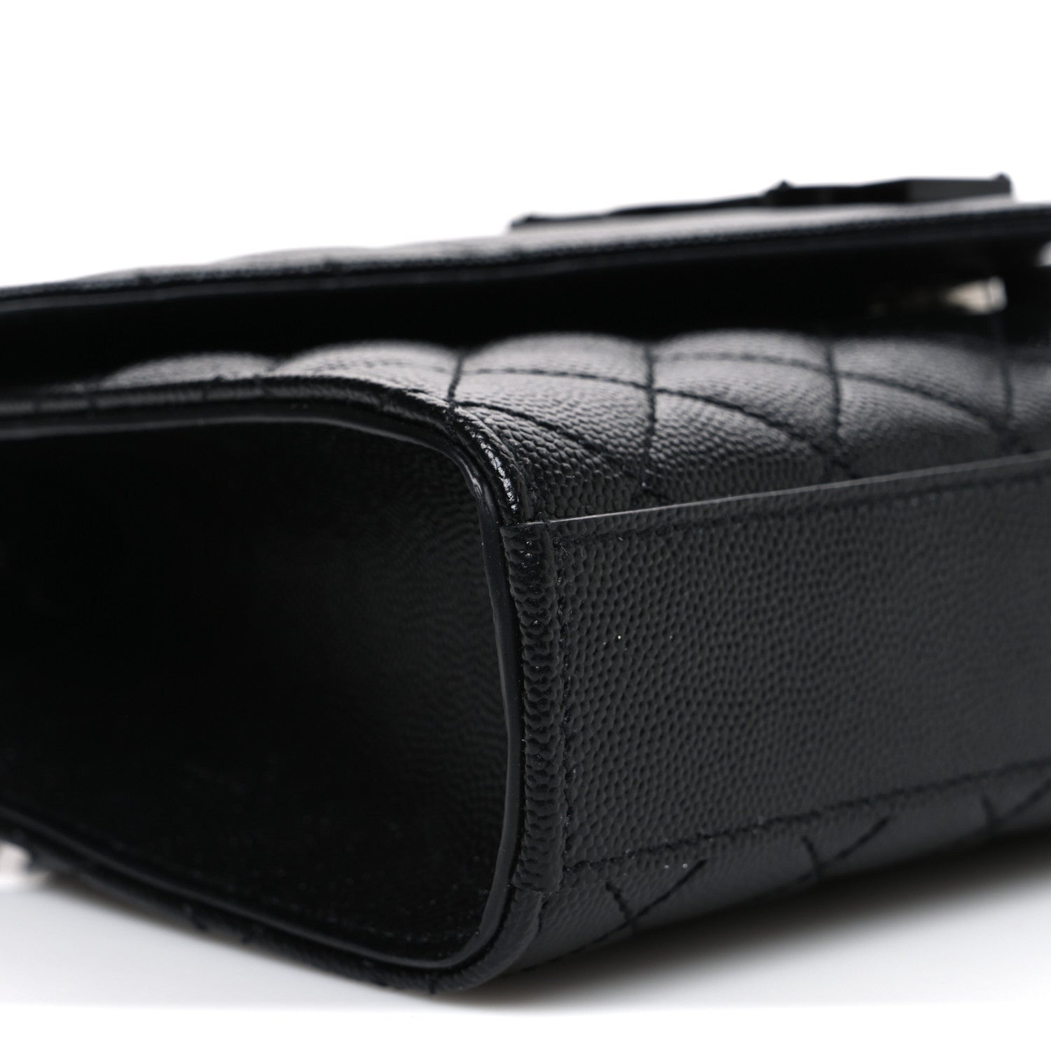 Saint Laurent Grain De Poudre Textured Mixed Matelasse Triquilt Small Monogram Monochrome Satchel Black 8 of 11