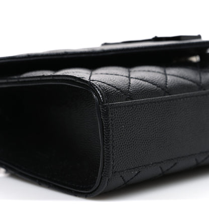 Saint Laurent Grain De Poudre Textured Mixed Matelasse Triquilt Small Monogram Monochrome Satchel Black 8 of 11