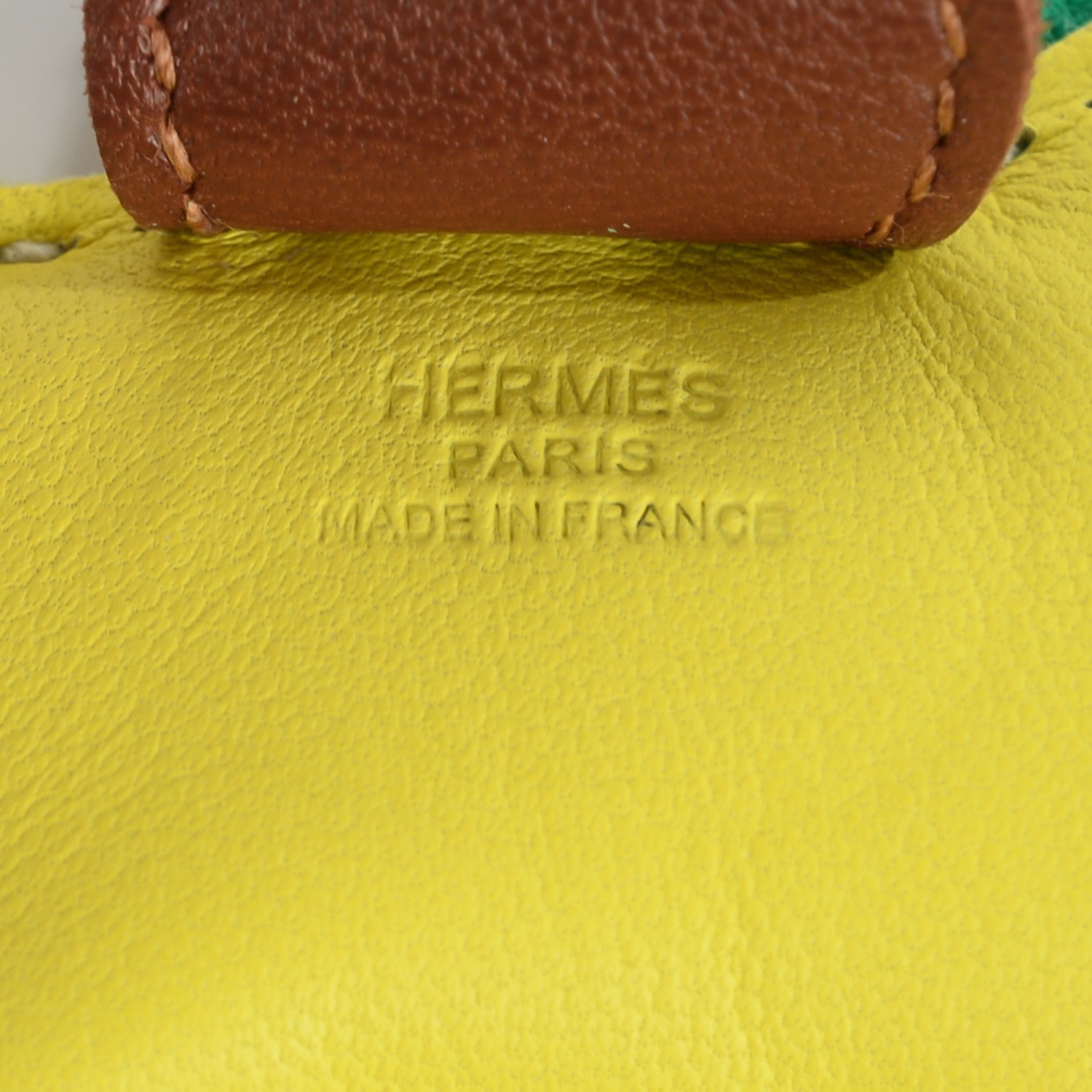 Hermes Milo Lambskin Grigri Rodeo Horse Bag Charm PM Lime Menthe Fauve 5 of 13
