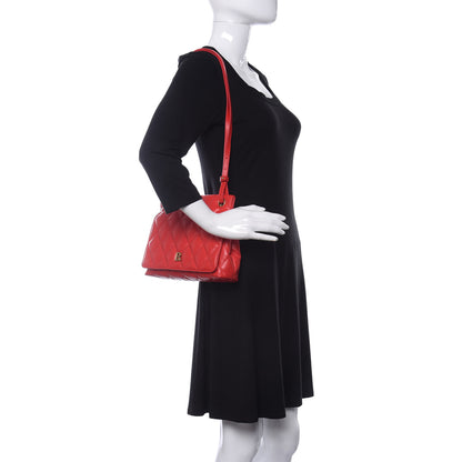 Balenciaga Nappa Calfskin Quilted Medium Touch B Shoulder Bag Bright Red 2 of 11